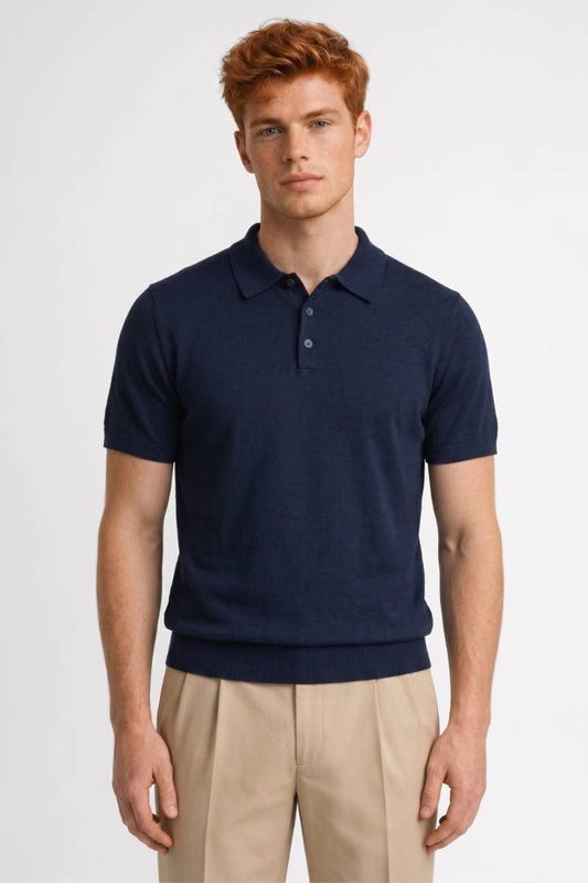 Polo Homme - Col Classique Maille Fine | Raffiné — Marine
