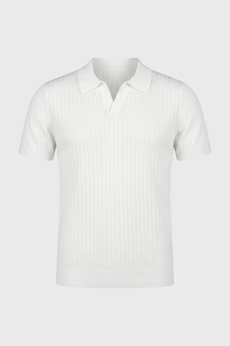 Polo Homme - Côtelé avec Col Classique | Élégant — Blanc