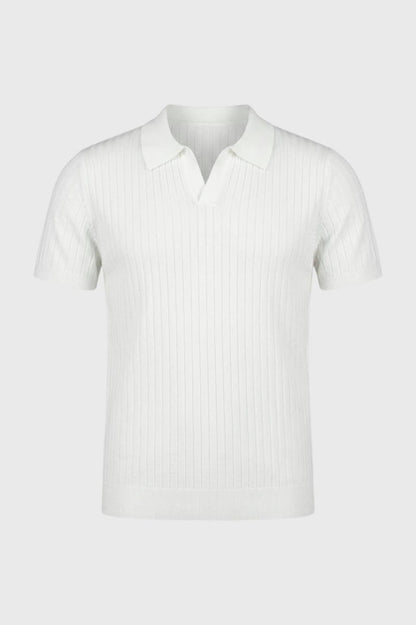 Polo Homme - Côtelé avec Col Classique | Élégant — Blanc