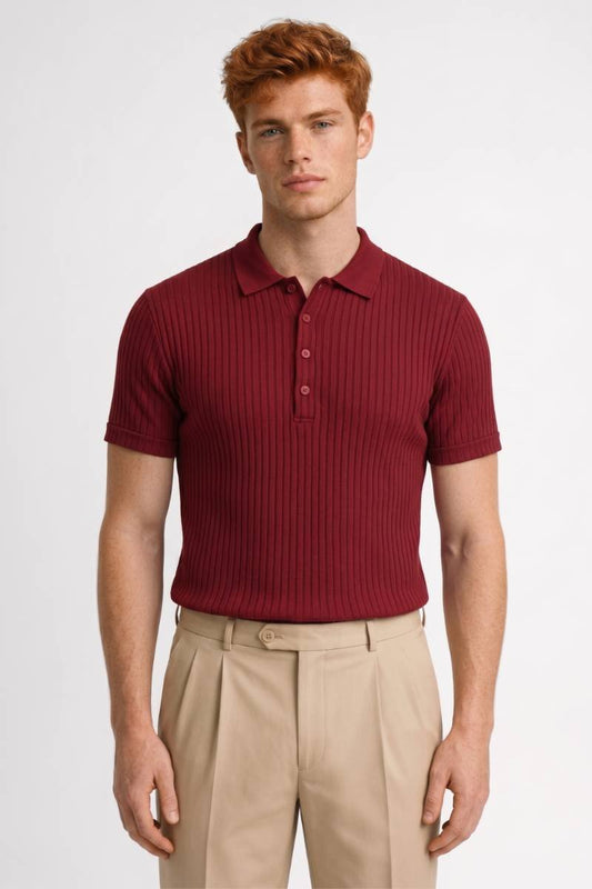 Polo Homme - Côtelé Col Classique Manches Courtes | Sport — Bordeaux