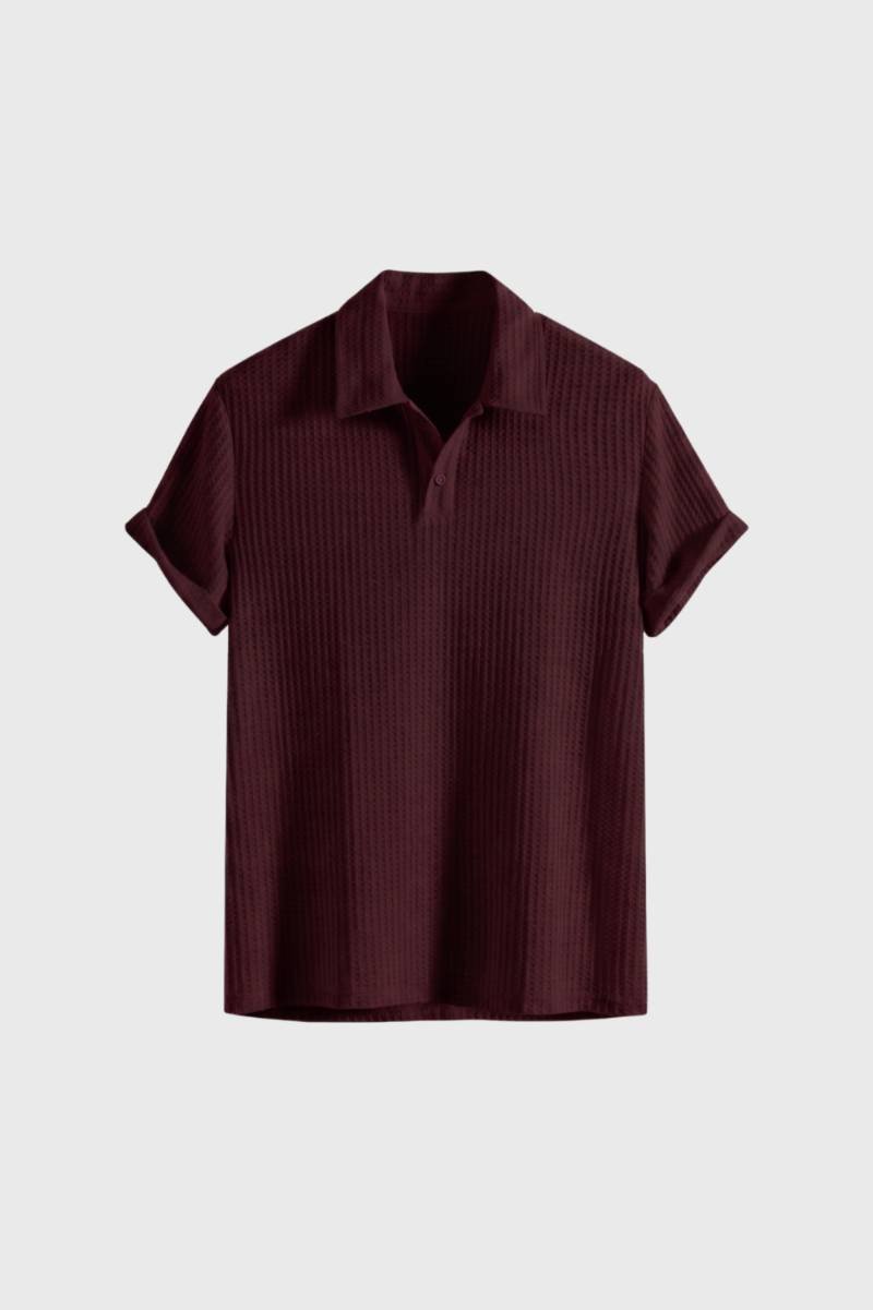 Polo Homme - Côtelé Manches Courtes Col Classique | Décontracté — Bordeaux