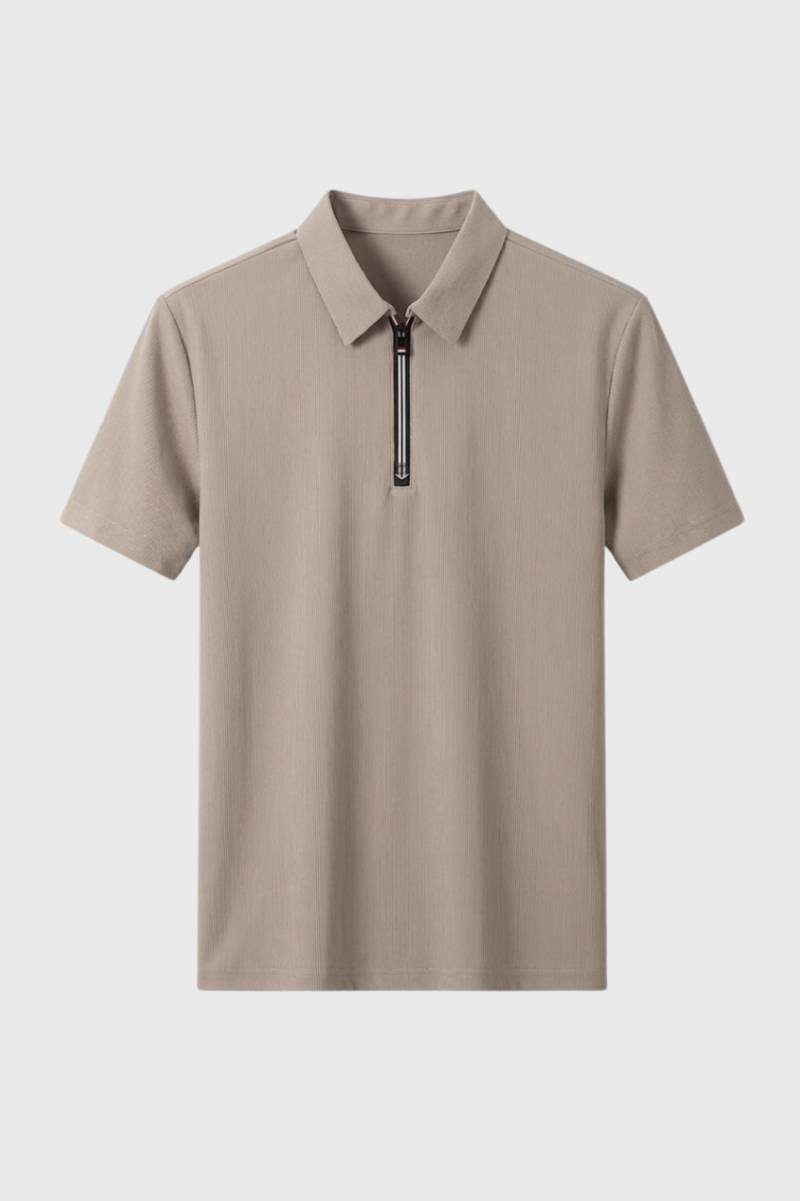 Polo Homme - Demi-Zip Côtelé | Business Décontracté - Beige