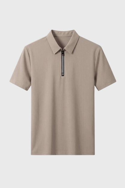 Polo Homme - Demi-Zip Côtelé | Business Décontracté - Beige