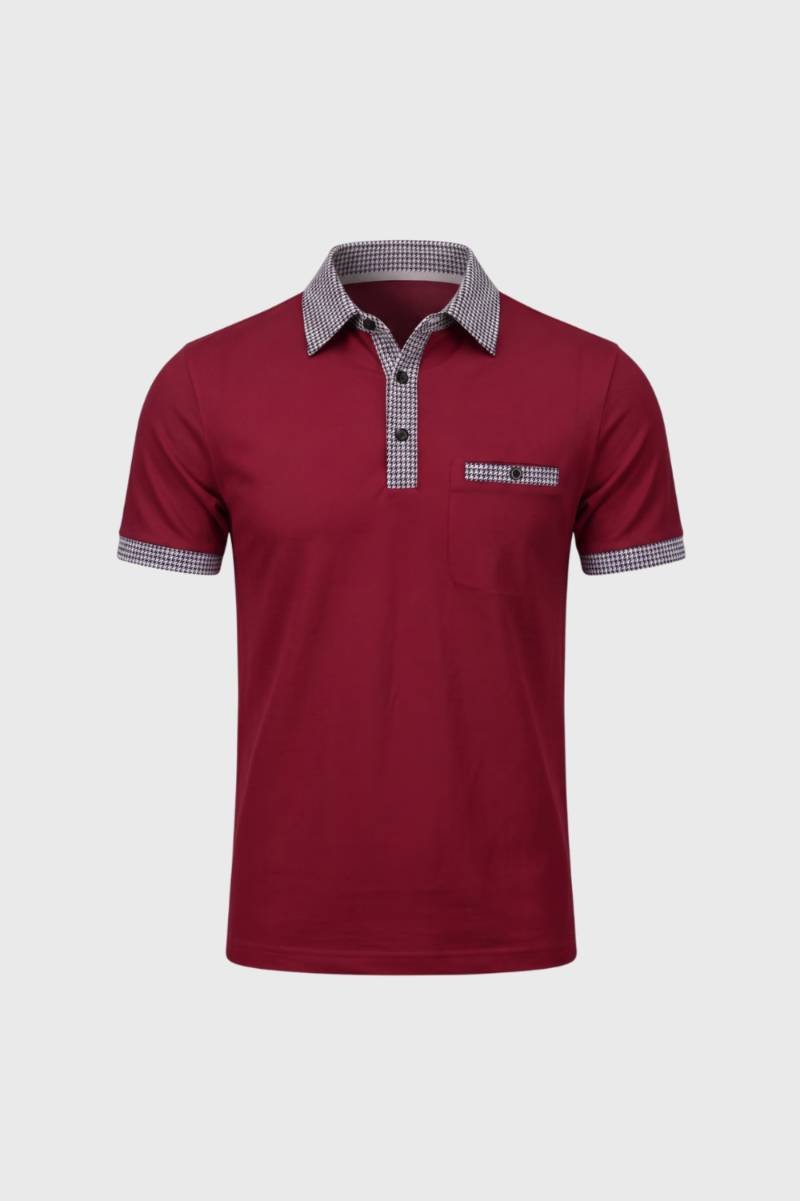 Polo Homme - Détails Pied-de-Poule Poche Plaquée | Raffiné — Bordeaux