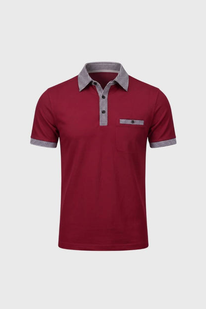 Polo Homme - Détails Pied-de-Poule Poche Plaquée | Raffiné — Bordeaux