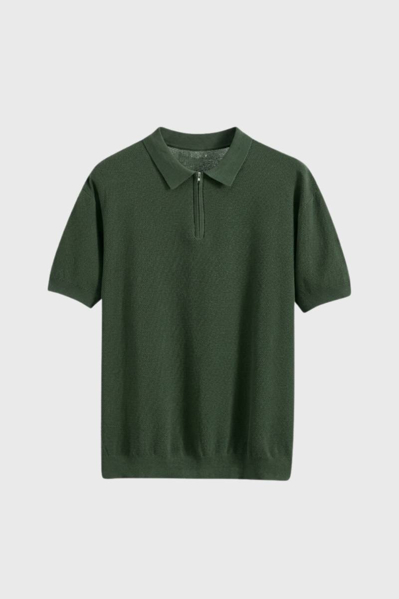 Polo Homme - Fermeture Zip Col Classique Manches Courtes | Chic — Vert