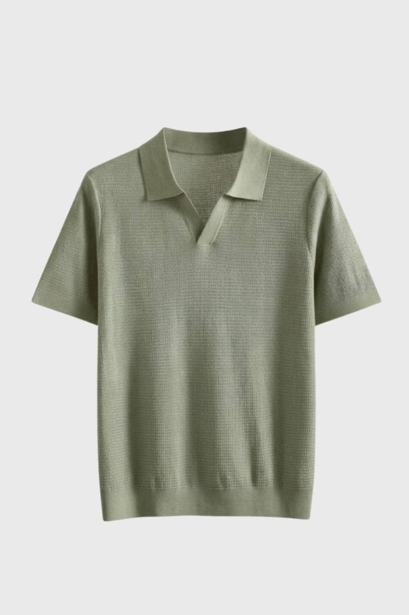 Polo Homme - Lyocell Texturé | Col Côtelé Élégant - Olive