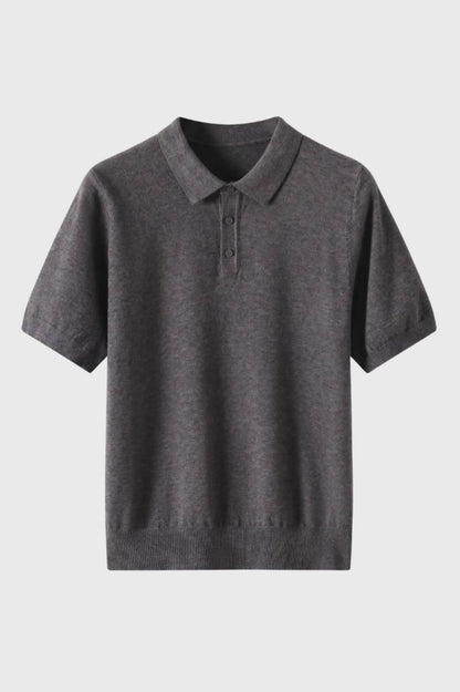 Polo Homme - Maille Fine Élégante Manches Courtes | Raffiné — Gris