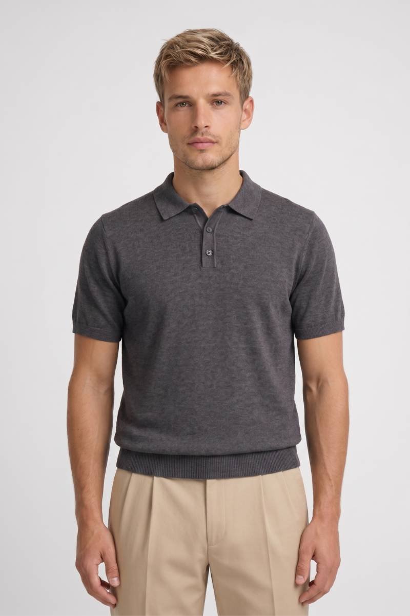 Polo Homme - Maille Fine Élégante Manches Courtes | Raffiné — Gris