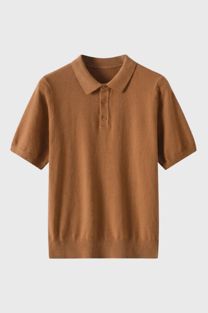 Polo Homme - Maille Fine Élégante Manches Courtes | Raffiné — Camel