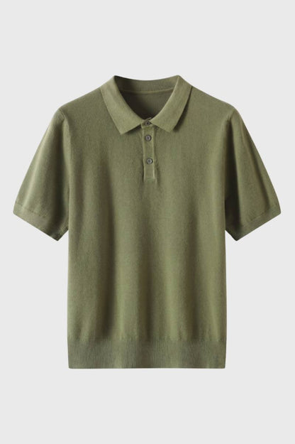 Polo Homme - Maille Fine Élégante Manches Courtes | Raffiné — Olive
