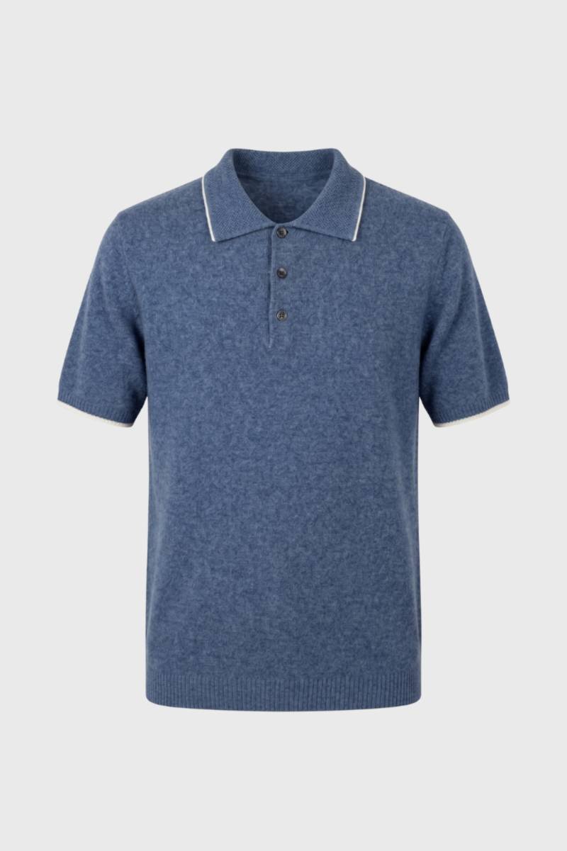 Polo Homme - Maille Tricotée avec Col Contrasté | Classique — Bleu