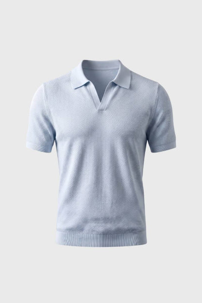 Polo Homme - Texture Maille Col Classique | Raffiné — Bleu Clair