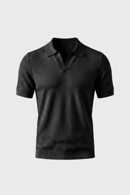 Polo Homme - Texture Maille Col Classique | Raffiné — Noir