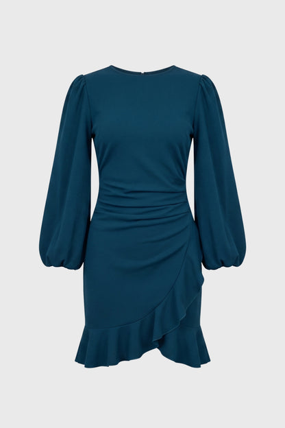Robe Mini Femme - Manches Bouffantes Volant Asymétrique | Chic