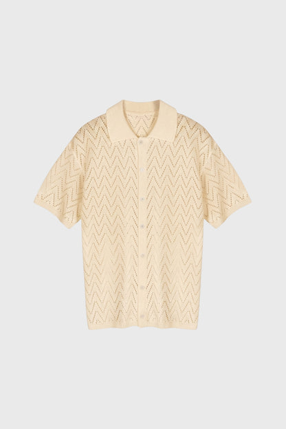 Polo Homme - Maille Ajourée Motif Géométrique Col Classique | Chic