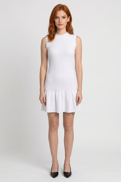 Robe mini Femme - Texture Côtelée Col Montant | Élégant