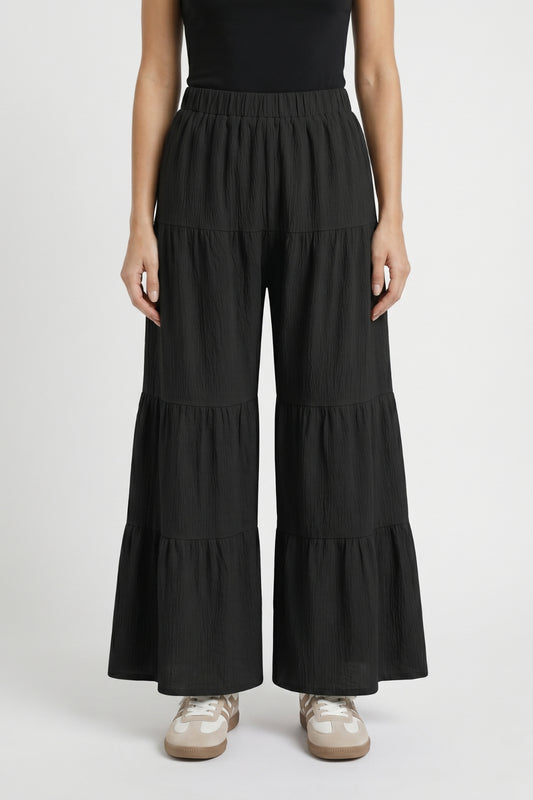 Pantalon Femme - Coupe Évasée à Volants Taille Élastique | Boho