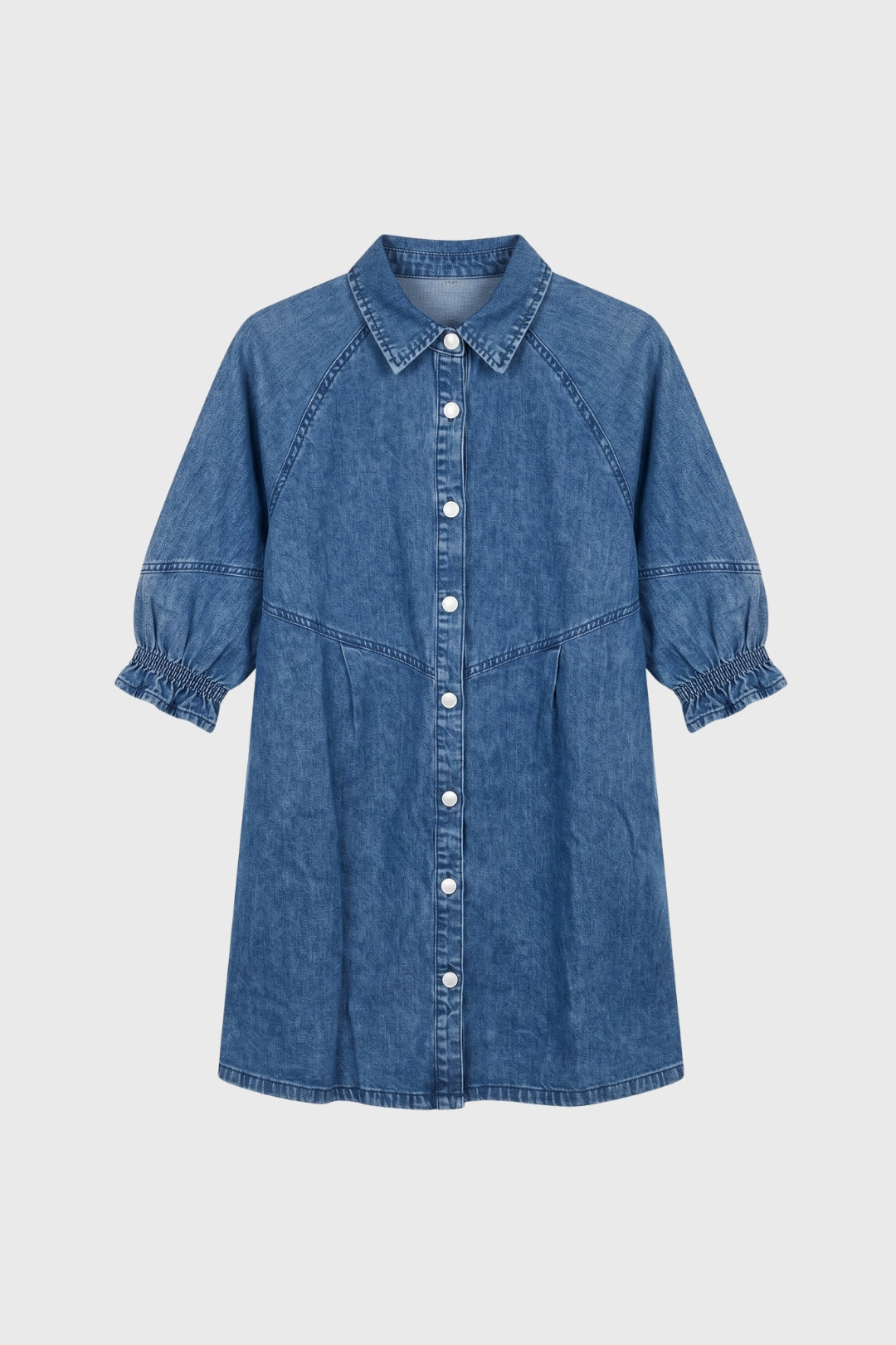 Robe Mini Femme - Chemise Boutonnée Manches Froncées | Casual