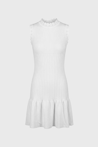 Robe mini Femme - Texture Côtelée Col Montant | Élégant