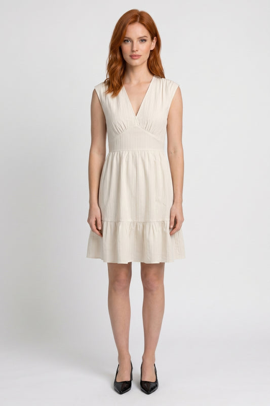 Robe Mini Femme - Col V Profond Taille Empire | Romantique