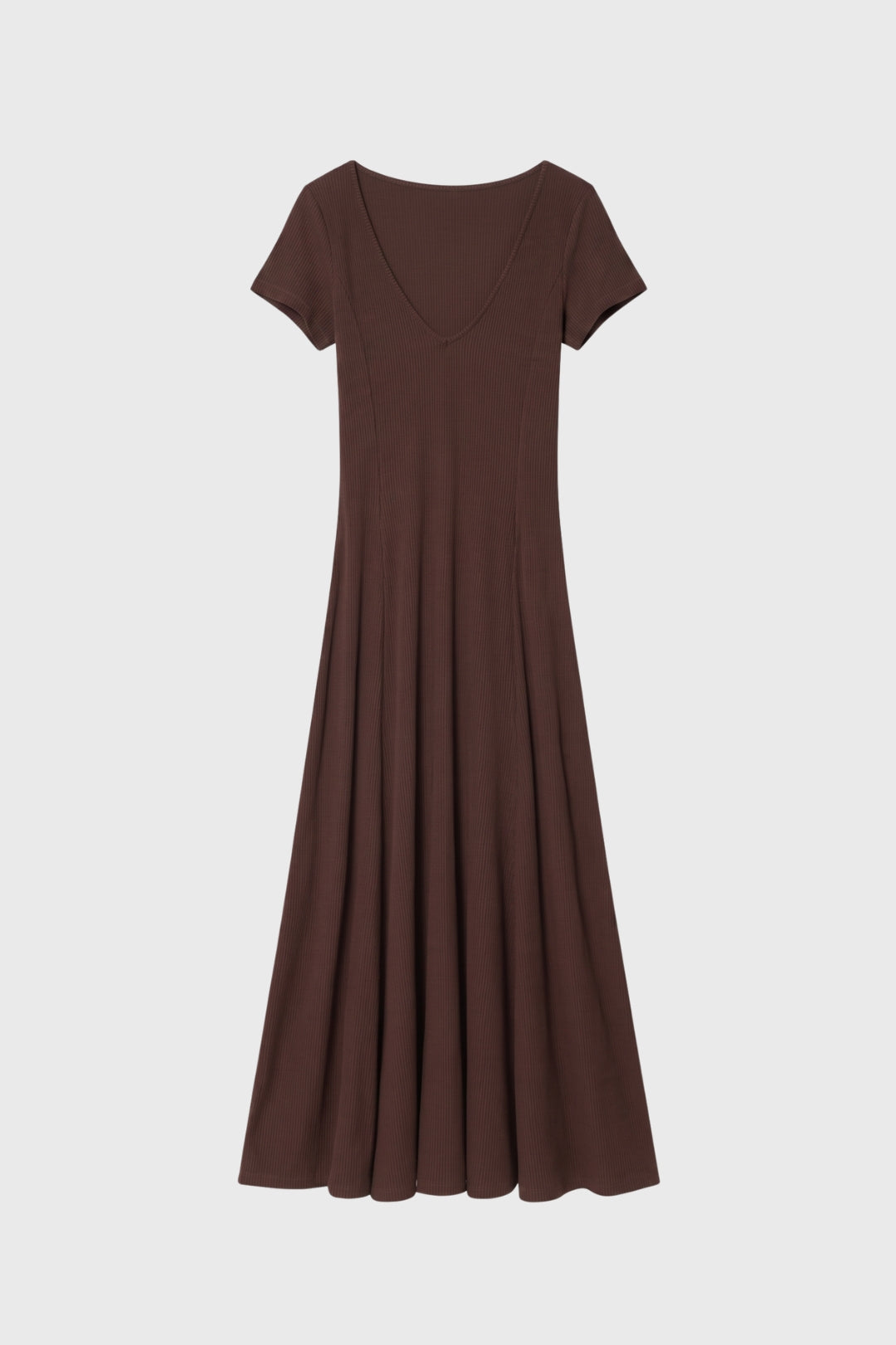 Robe Midi Femme - Col V Manches Courtes Évasée | Polyvalente