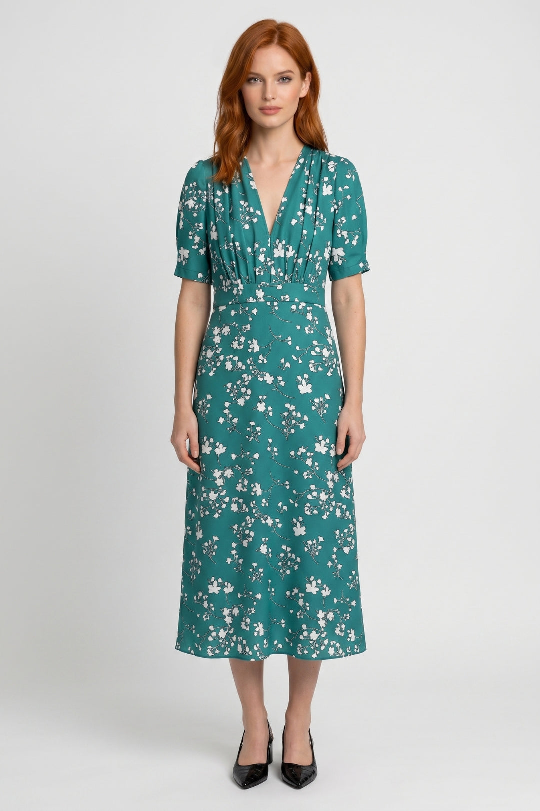 Robe midi Femme - Col V Profond Imprimé Floral | Romantique