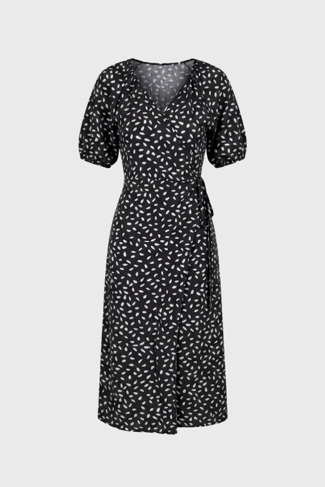 Robe Midi Femme - Portefeuille Imprimé Manches Bouffantes | Chic