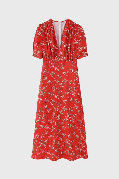 Robe midi Femme - Col V Profond Imprimé Floral | Romantique
