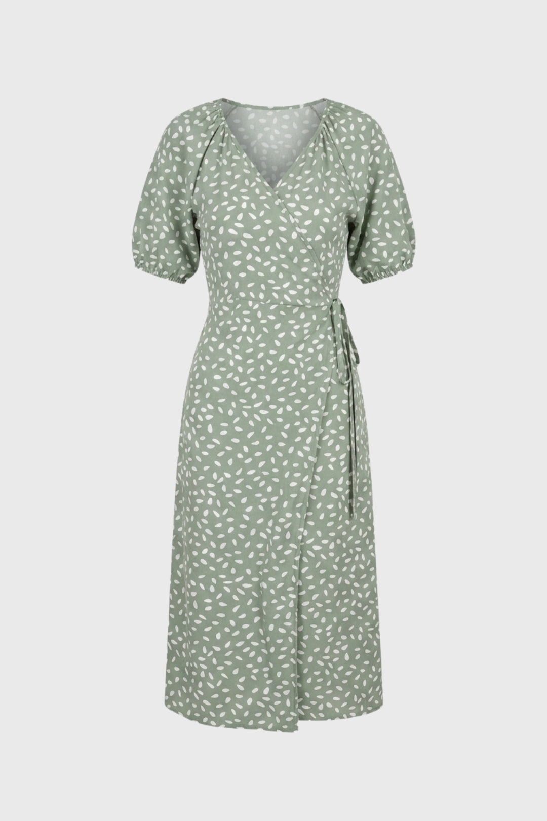 Robe Midi Femme - Portefeuille Imprimé Manches Bouffantes | Chic