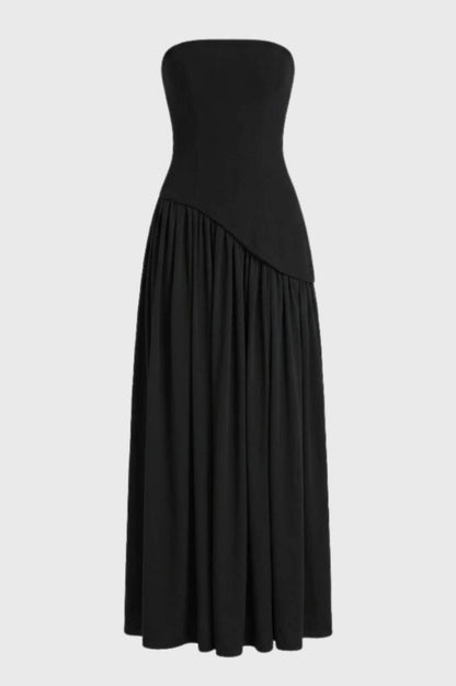 Robe Femme - Bustier Plissée Asymétrique | Soirée - Noir
