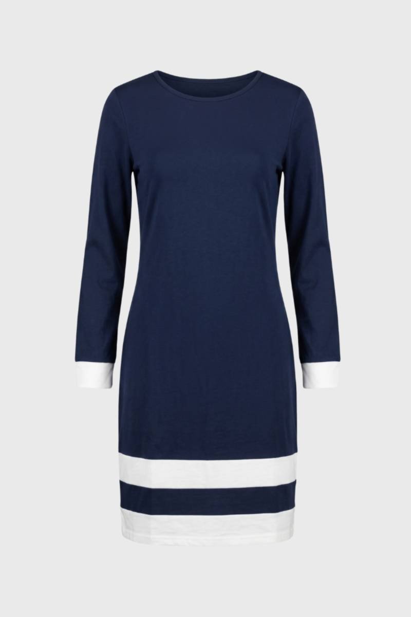 Robe Femme - Col Rond Manches Longues Rayures Contrastées | Chic — Marine