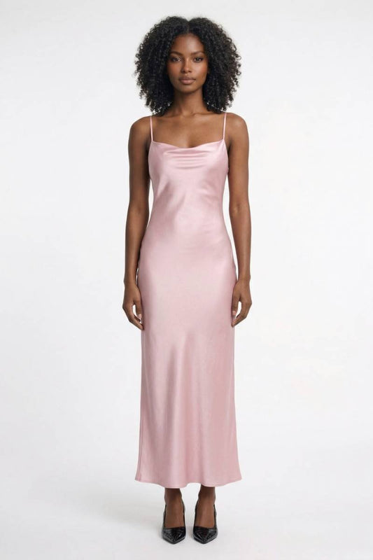 Robe Maxi Femme - Élégante Bretelles Fines | Cocktail — Rose