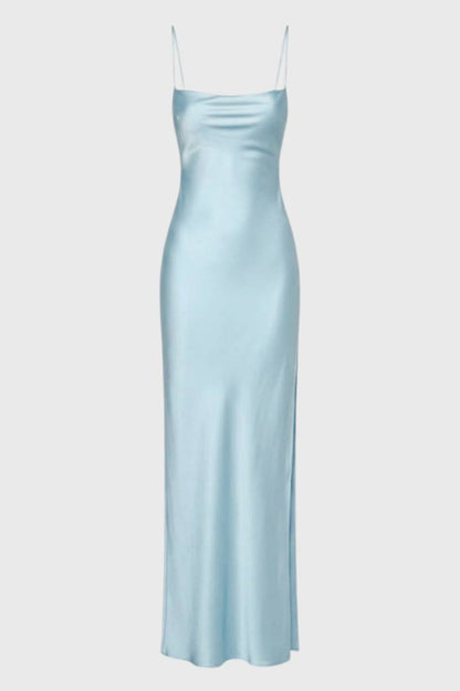 Robe Maxi Femme - Élégante Bretelles Fines | Cocktail — Bleu Clair