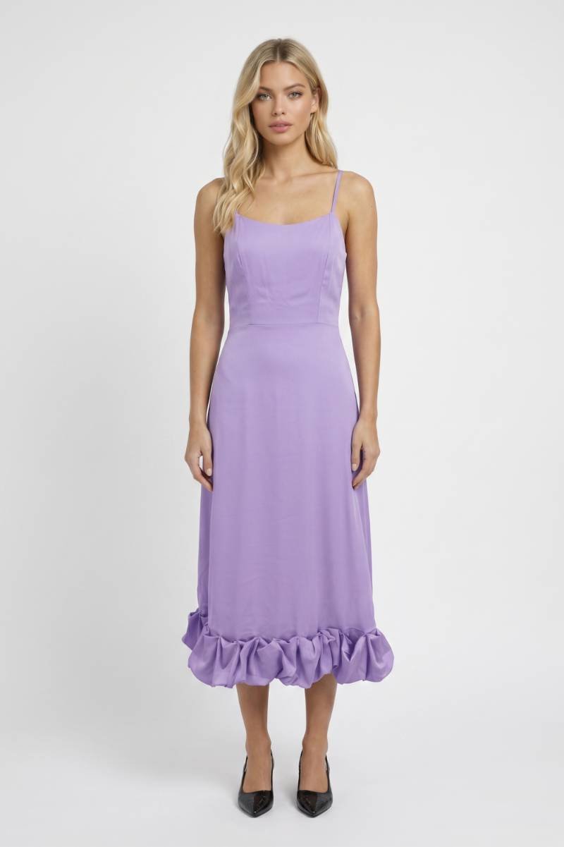 Robe midi Femme - Bretelles Fines Volant Froncé | Élégant — Lavande