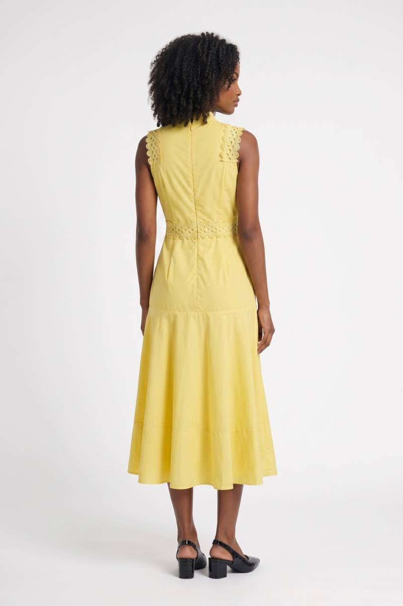 Robe midi Femme - Col Montant Sans Manches | Élégant — Jaune