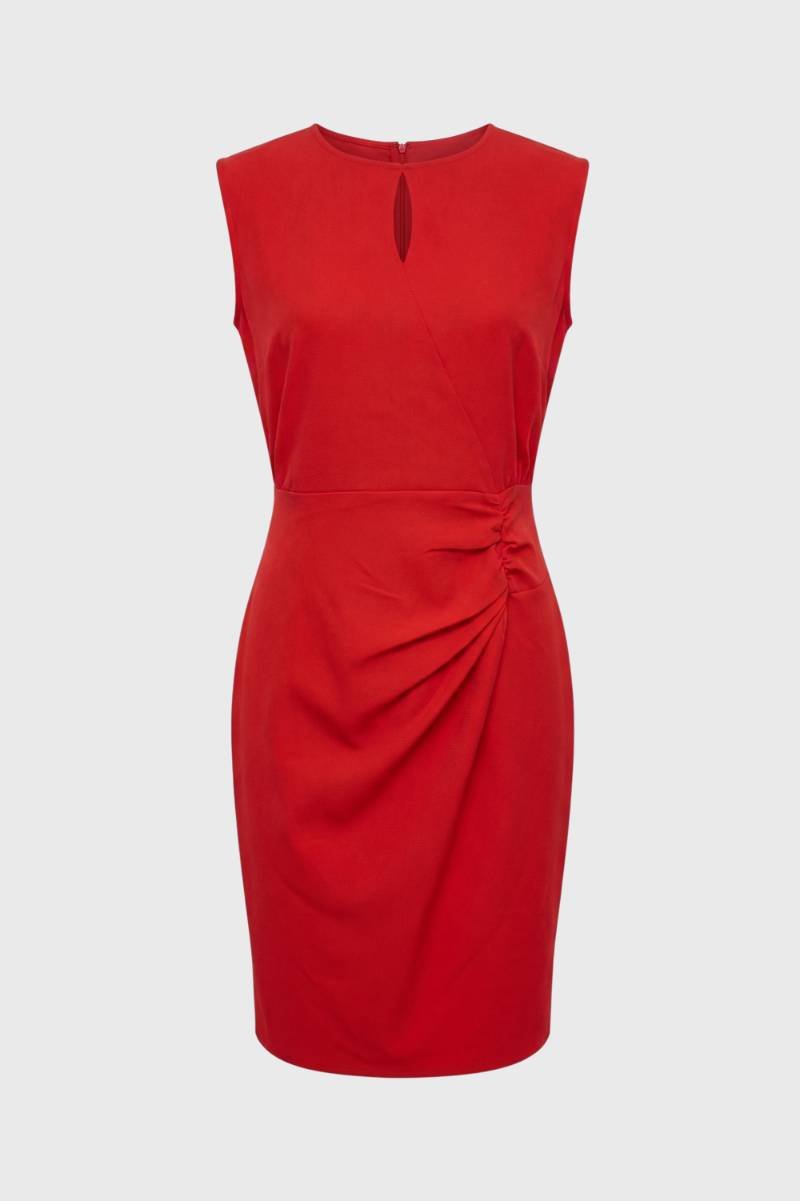 Robe Midi Femme - Drapée Découpe Dos Sans Manches | Raffinée — Rouge