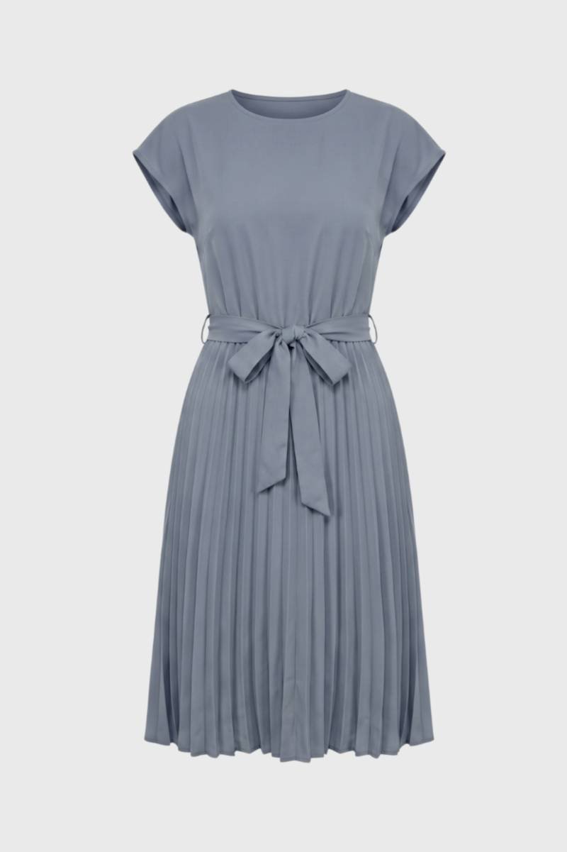 Robe midi Femme - Plissée avec Ceinture Nouée | Élégante — Gris