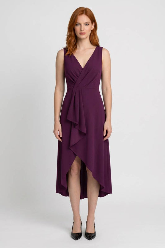 Robe Midi Femme - Portefeuille Asymétrique Bretelles | Élégant — Violet