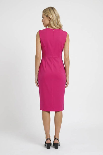 Robe midi Femme - Sans Manches avec Fente Latérale | Élégant — Rose Vif