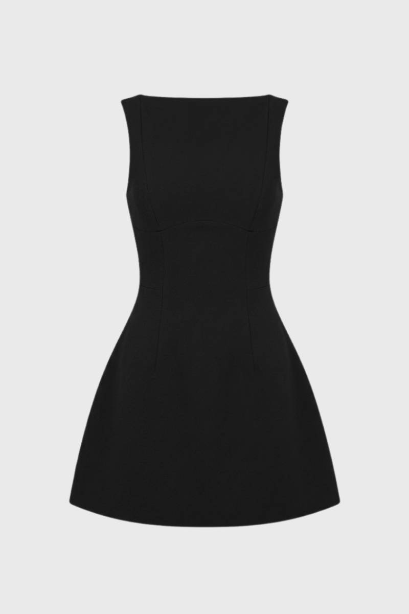 Robe Mini Femme - Ajustée Sans Manches | Élégante - Noir