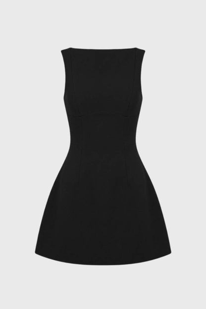 Robe Mini Femme - Ajustée Sans Manches | Élégante - Noir