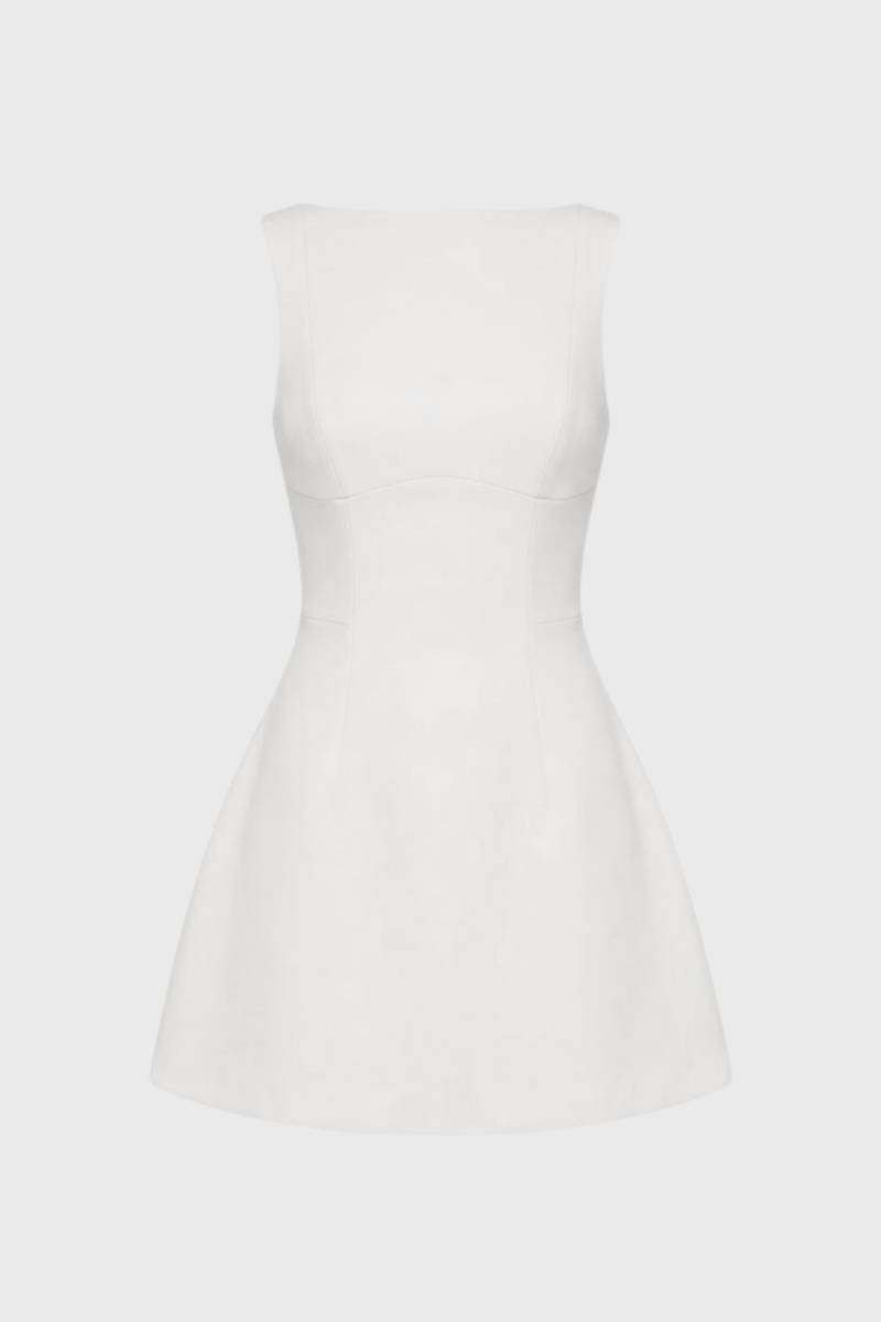Robe Mini Femme - Ajustée Sans Manches | Élégante - Blanc