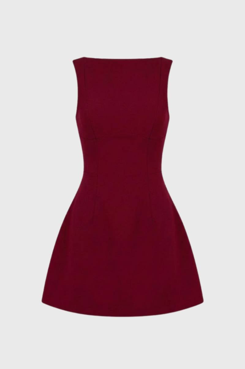 Robe Mini Femme - Ajustée Sans Manches | Élégante - Bordeaux