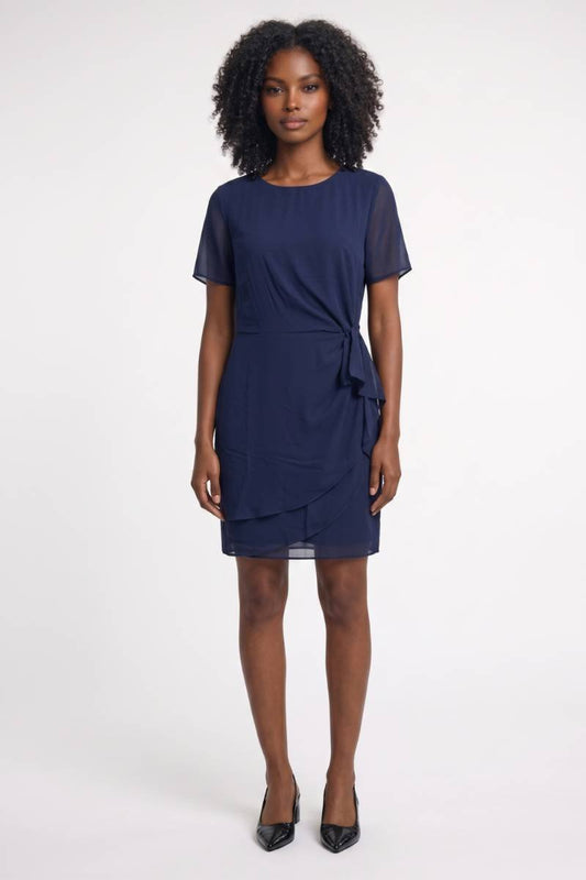 Robe Mini Femme - Courte Manches Courtes avec Ceinture Nouée | Chic