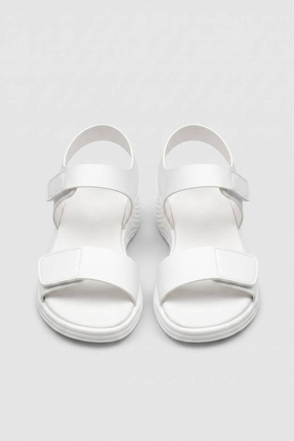 Sandales Femme - Double Bride Scratch Semelle Épaisse | Confort — Blanc