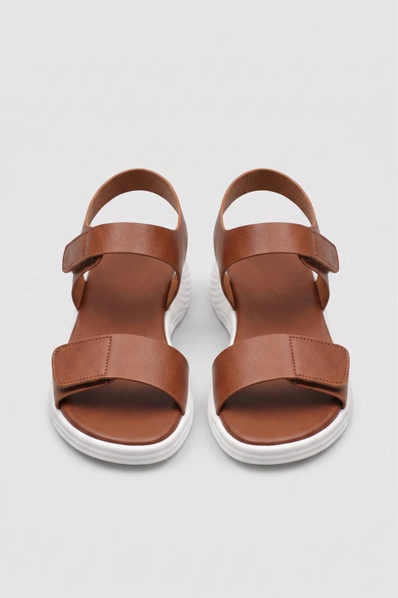 Sandales Femme - Double Bride Scratch Semelle Épaisse | Confort — Marron
