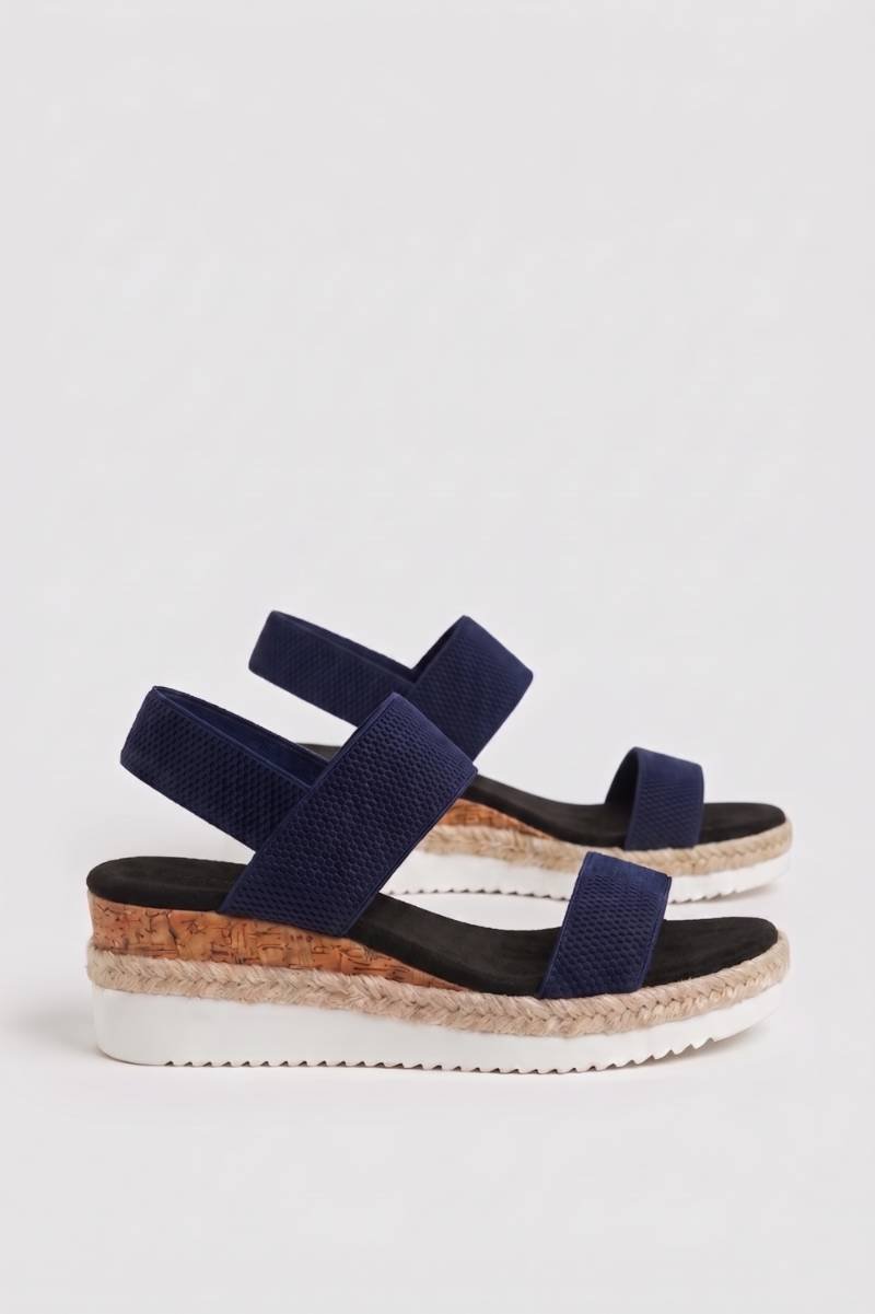 Sandales Femme - Plateforme Liège Sangles Élastiques | Confort — Marine