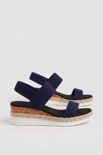 Sandales Femme - Plateforme Liège Sangles Élastiques | Confort — Marine