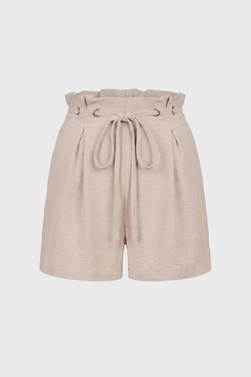 Short Femme - Taille Haute avec Ceinture à Nouer | Élégant — Beige